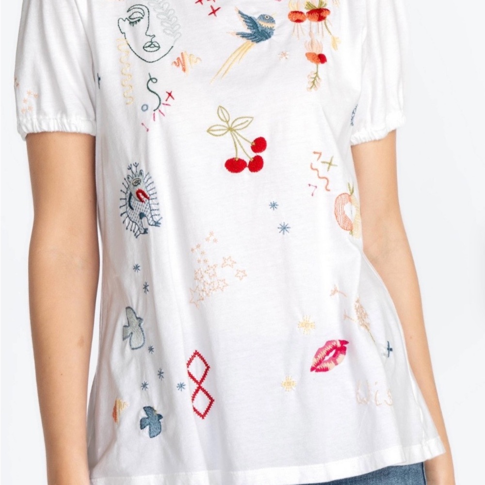 Johnny Was-Cleo Short Puff Sleeve Tee
